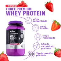 Three Premium Whey Protein Morango 3W - (1kg)